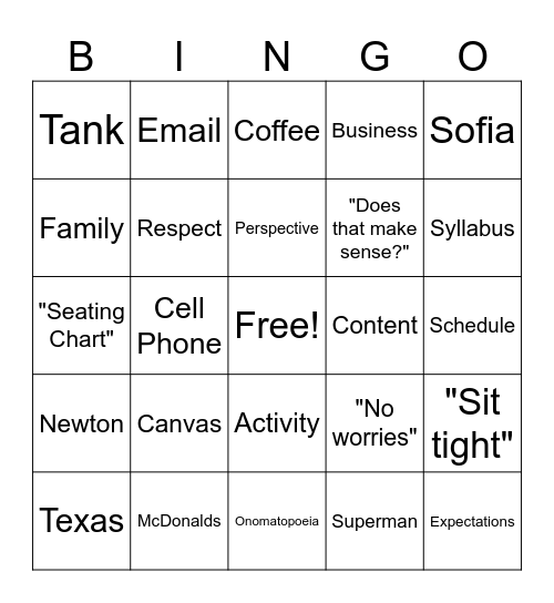 Bingo Card
