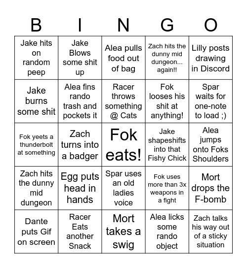 D&D Bingo Card