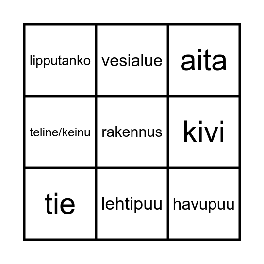 karttamerkkibingo Card