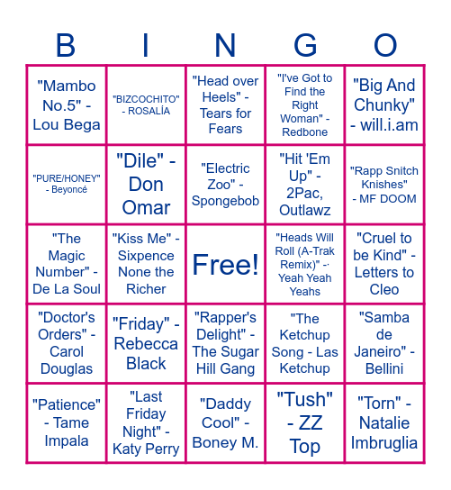 Baringa Music Bingo Card