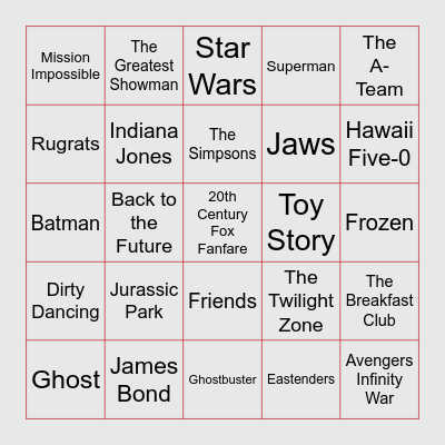 TV & Movie Bingo! Bingo Card
