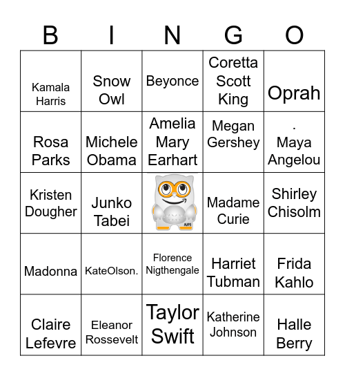 Woman Bingo Card