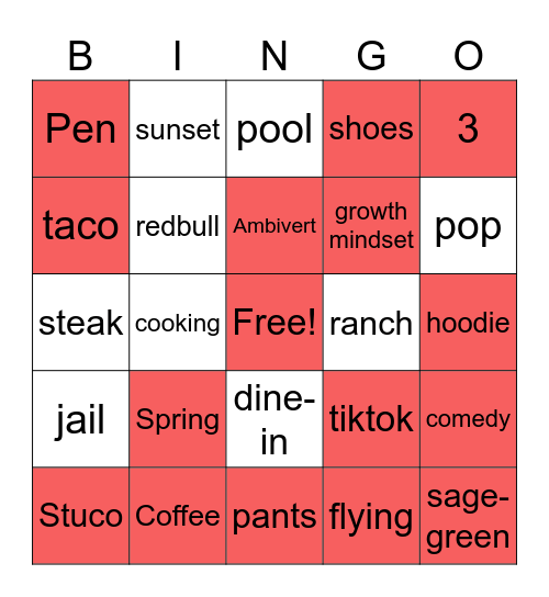 Personality BINGO Card