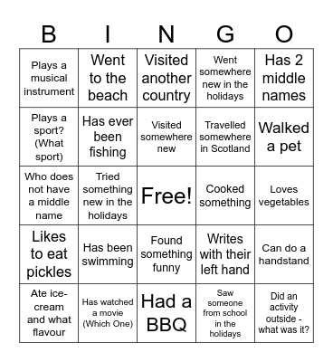 Find me someone who..... Bingo Card