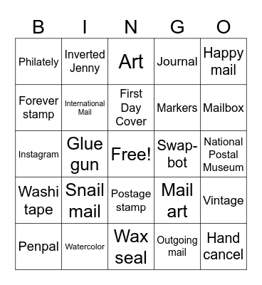 Snail Mail Bingo Card