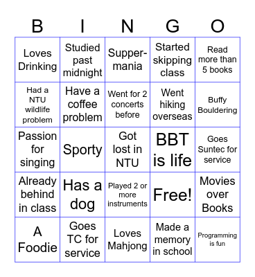 LoveNTU Bingo Card