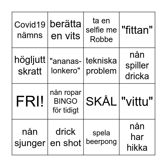 Robbes födisbingo Card