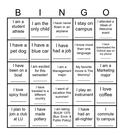 CC Bingo Card