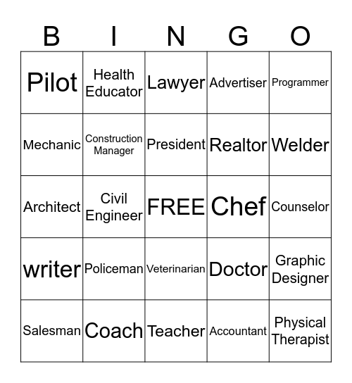 Career Bingo Card