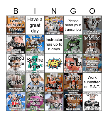 Call Center Chaos Bingo Card