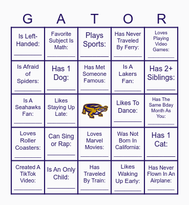 GATOR BINGO! Name Someone Who... Bingo Card