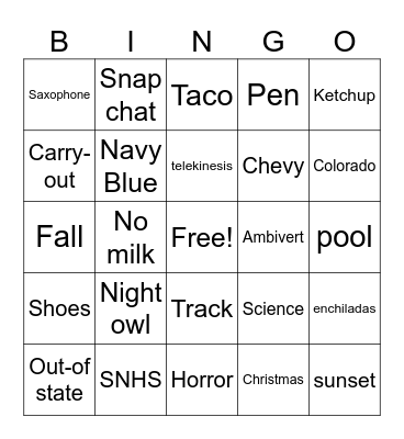 Untitled Bingo Card