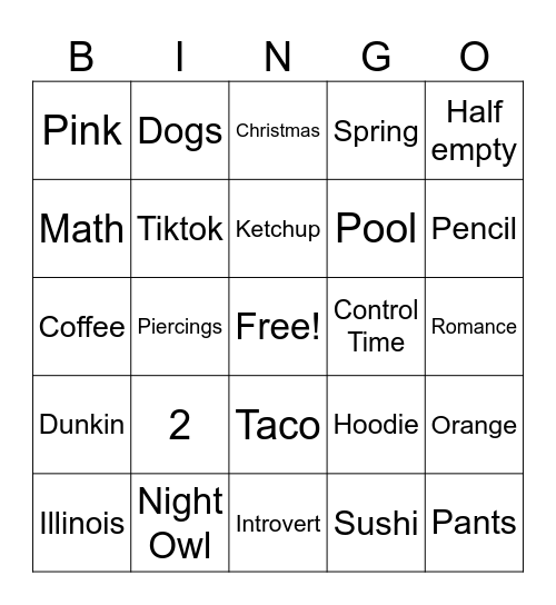Untitled Bingo Card