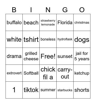 Me Bingo Card