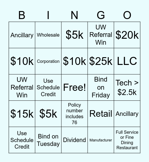 Stanley Bingo Card