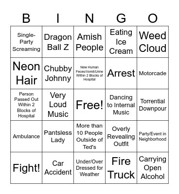 14th Street Bingo Card