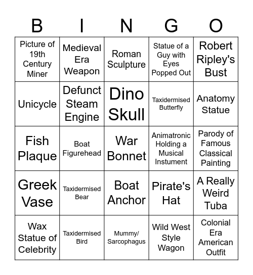 Ripley's Bingo Card