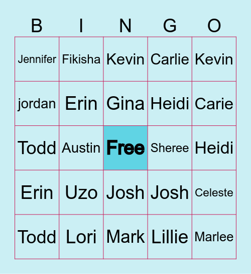 Guess The Agent Bingo Card