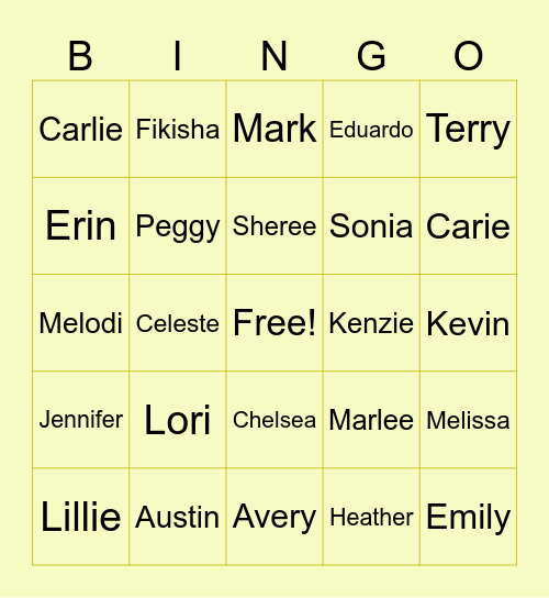 Guess The Agent Bingo Card