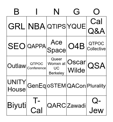 Queer Resources Bingo Card