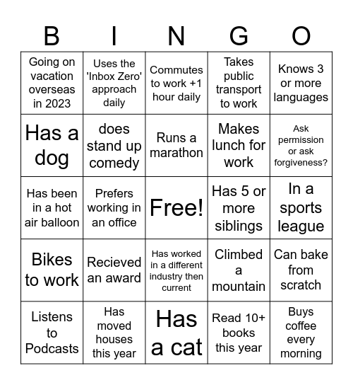 Bingo card Bingo Card