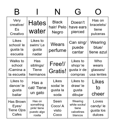 Get to know! Bingo Card