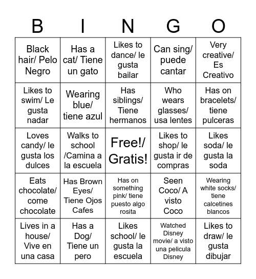 Get to know! Bingo Card