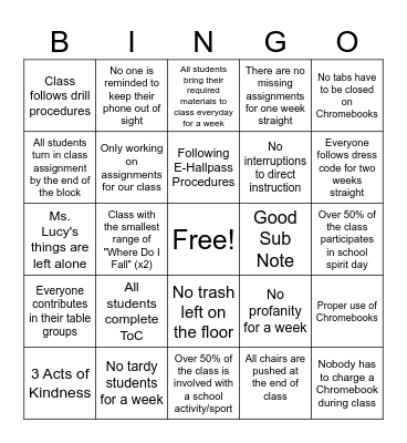 1A Bingo! Bingo Card