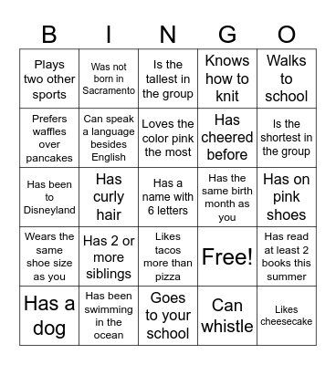 Find someone who... Bingo Card