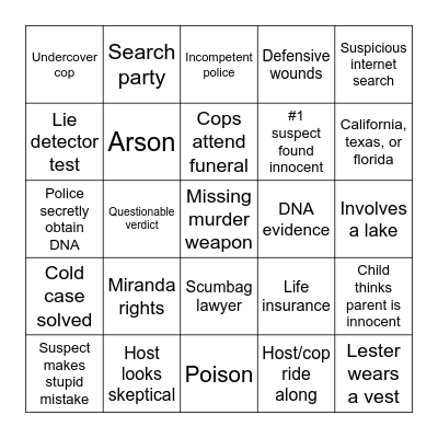 Dateline Bingo Card