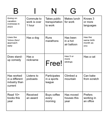 Bingo card Bingo Card