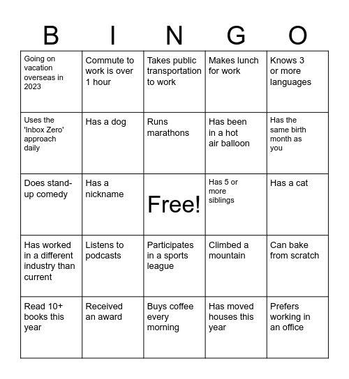 Bingo card Bingo Card