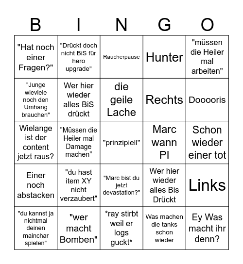 Rayy Bingo Card