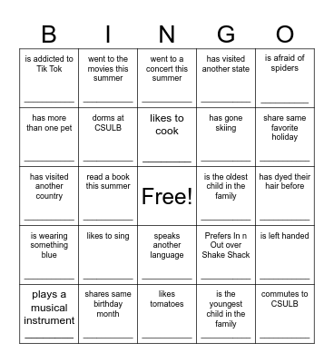 Icebreaker Bingo! Bingo Card