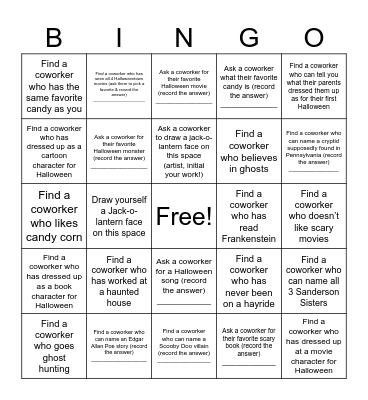 Halloween Bingo Card