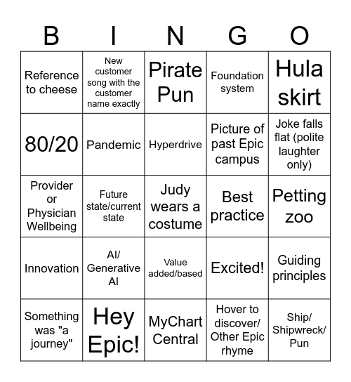Executive Address 2023 Bingo Card