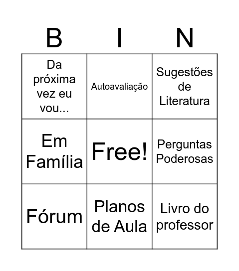 Crescemos Anos Iniciais Bingo Card