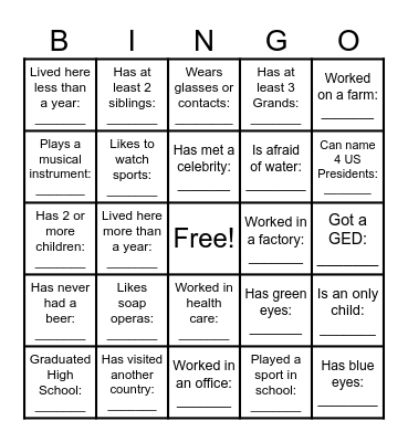 Edinburgh Square Social Bingo Card