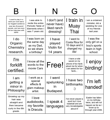 CLA BINGO Card