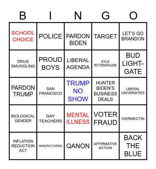 GOP DEBATE Bingo Card