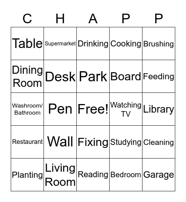 Chapters 1-4 Vocabulary Bingo  Bingo Card