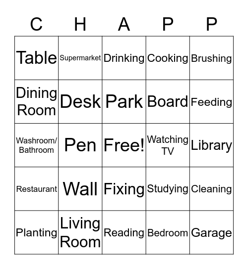 Chapters 1-4 Vocabulary Bingo  Bingo Card