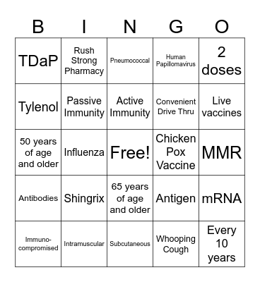 Vaccines Bingo Card
