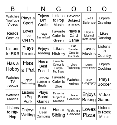 Human Bingo Card