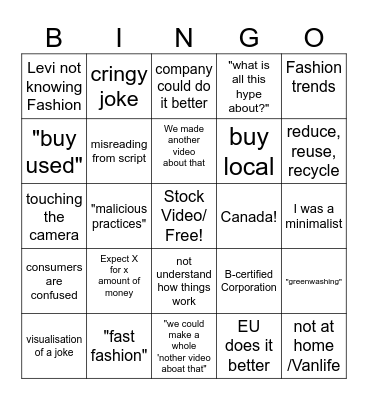 Canadasplainin' Bingo Card