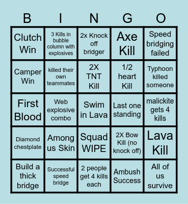 MCC Island Sky Battle Bingo Card