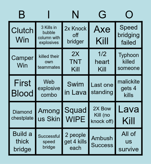 MCC Island Sky Battle Bingo Card