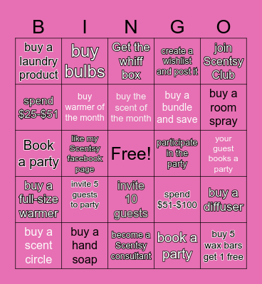 Scentsy Bingo Card