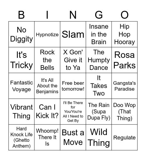 Hip Hop Anthology Bingo Card