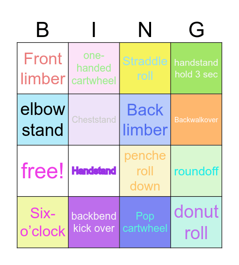 Acro 2 Bingo! Bingo Card
